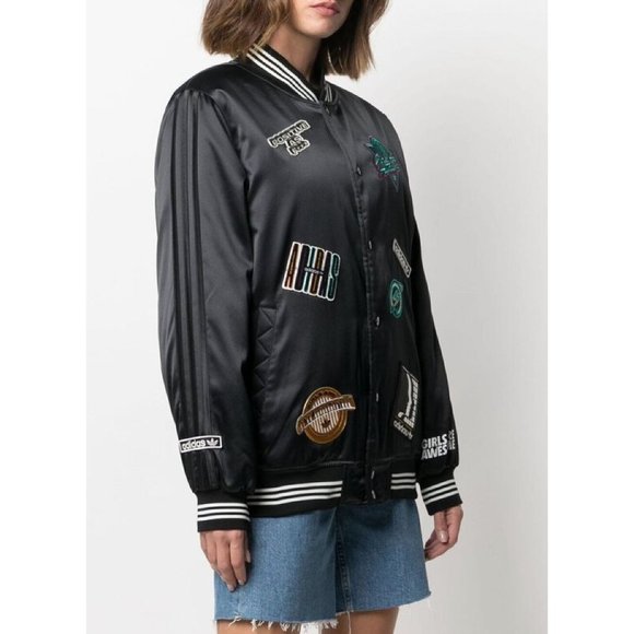 ADIDAS x Girls Are Awesome Collegiate Patch Bomber Jacket - Size Large - Picture 2 of 13